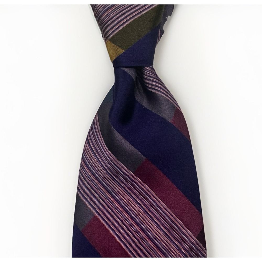 Robert Graham Striped Silk Necktie Mens Navy Blue Red Knowledge Wisdom Faith USA